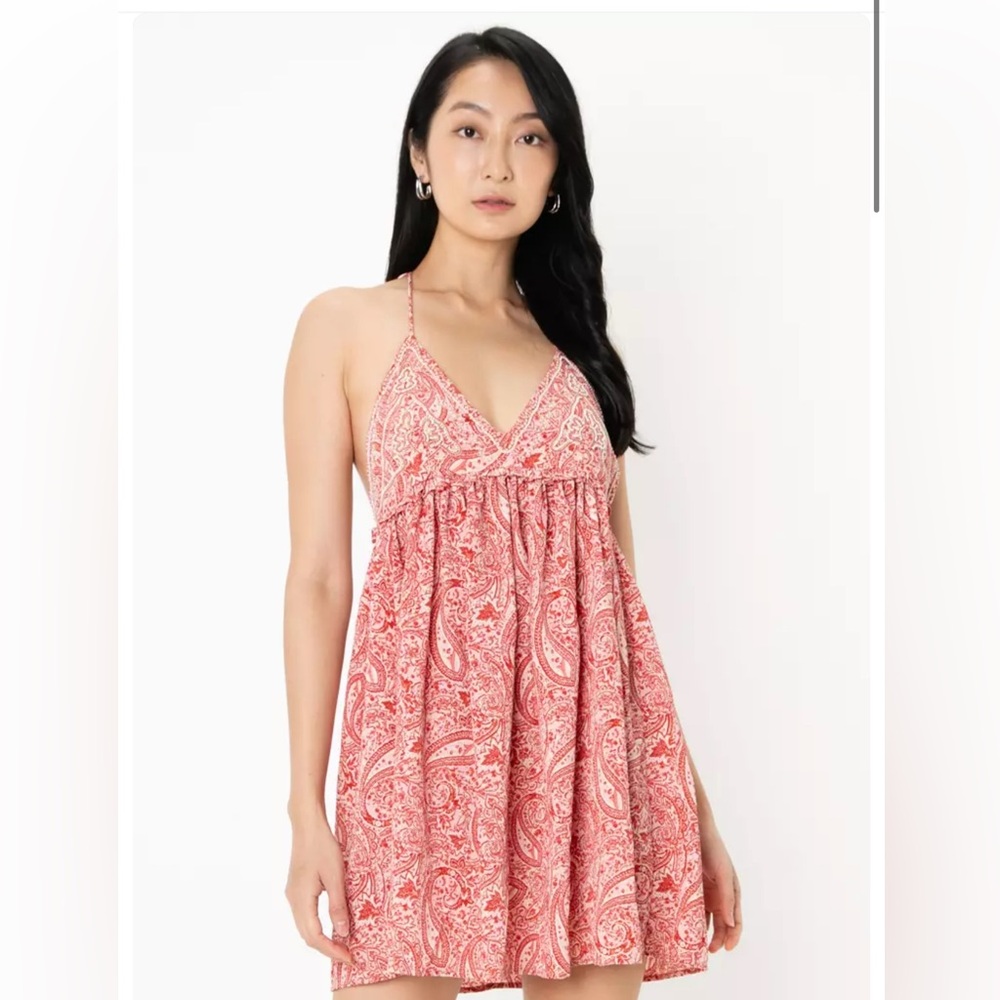 Zara Red & Pink Paisley Halter Dress